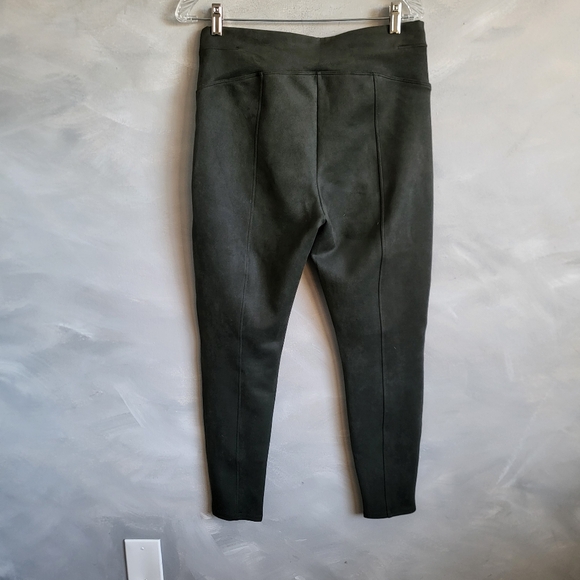 Spanx Olive Green Faux Suede Taper Ankle Leggings Size L - Picture 7 of 11